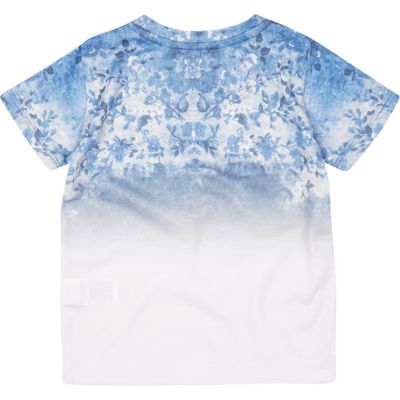 Mini boys blue floral print t-shirt